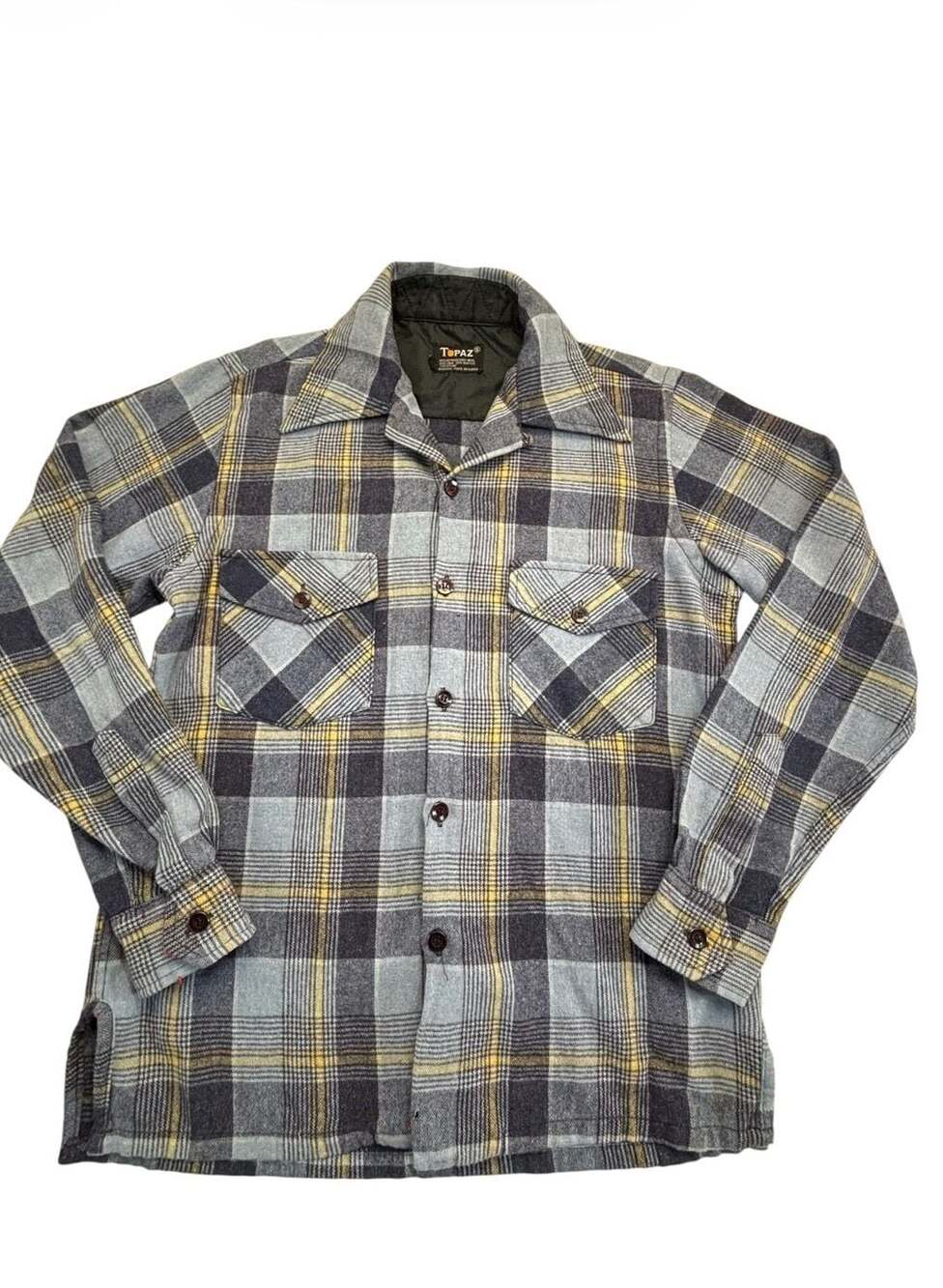 Vintage Topaz Plaid Wool Blend Shirt Jacket Size S